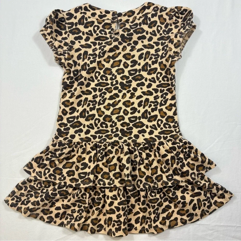 Gymboree Leopard Print Puff Sleeve Tiered Ruffle Dress | Size 5